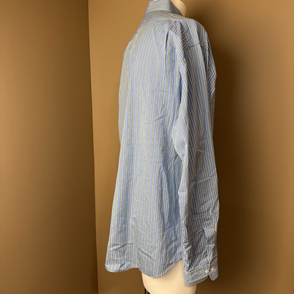 Polo Ralph Lauren Yarmouth Button Down Oxford in Green Yellow Blue Stripe 17 1/2 - Picture 3 of 7